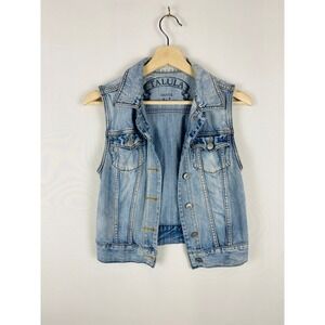 Talula Aritzia Womens Light Wash Denim Vest Y2K Cotton Jean Jacket Small